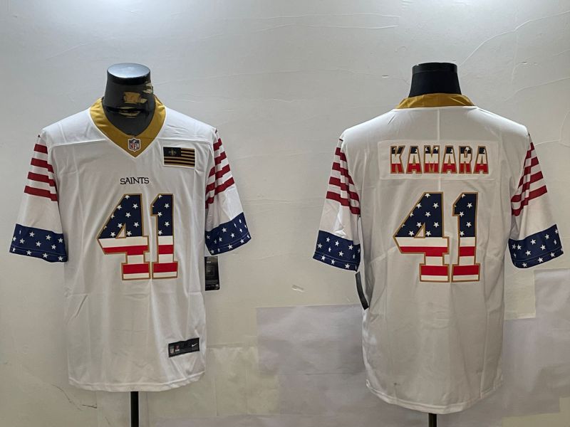 Men New Orleans Saints #41 Kamara White National Flag 2024 Nike Limited NFL Jersey style 1->baltimore ravens->NFL Jersey